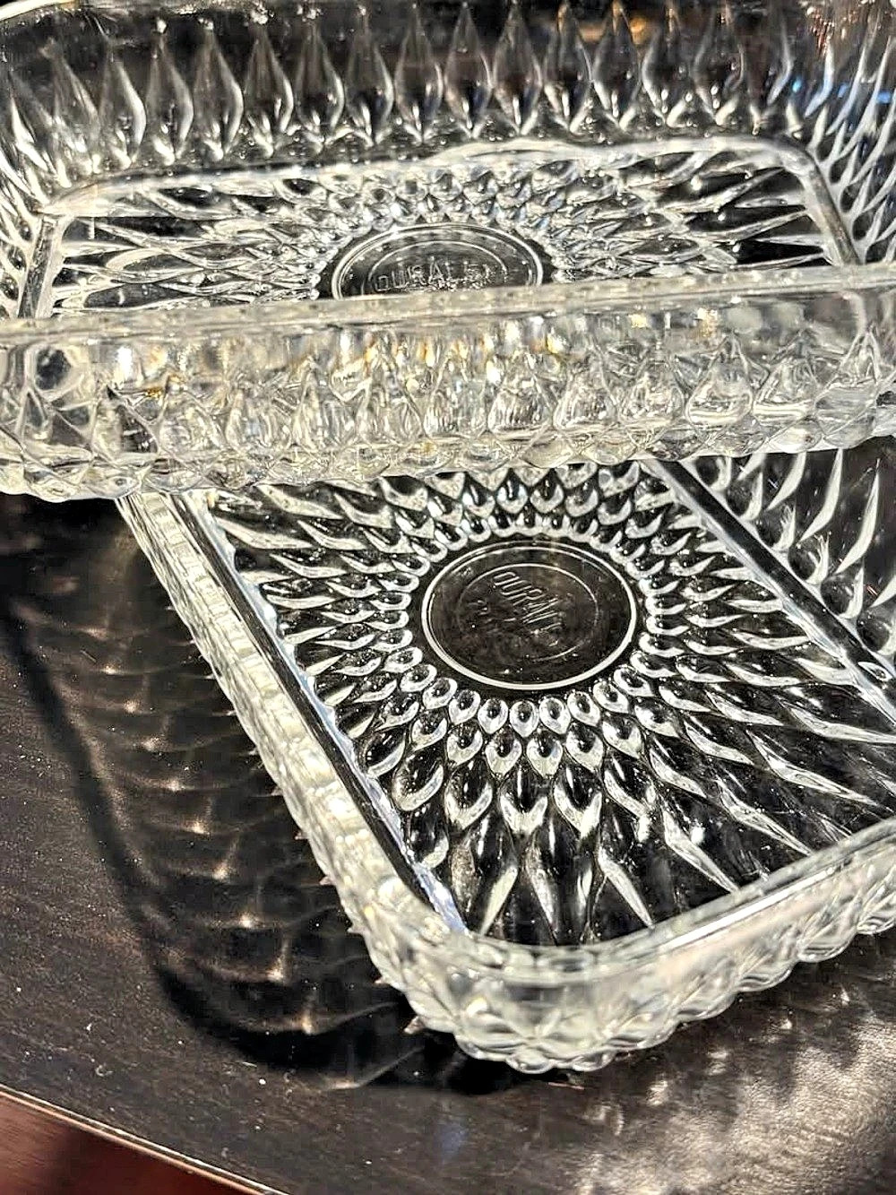Duralex Vintage Pressed Glass Rectangular trinket dishes